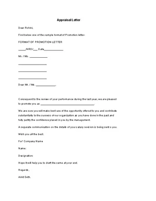 Forms A Sample Appraisal Letter Template