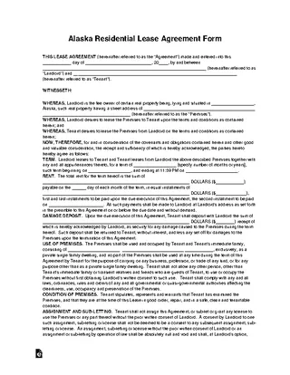 Alaska Residential Lease Agreement Template