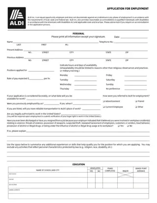 ALDI Job Application PDF