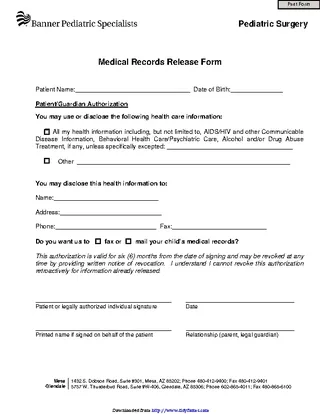 Forms Arizona Medical Records Release Form 1