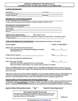 Forms Arizona Medical Records Release Form 2