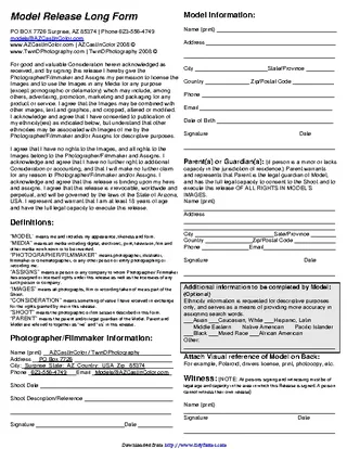 Forms Arizona Model Release Form 3