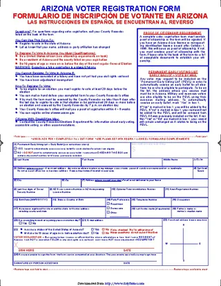Forms Arizona Voter Registration Form