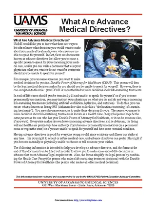 Arkansas Advance Medical Directive Form