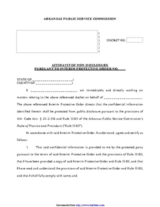 Arkansas Affidavit Of Non Disclosure Form