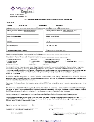 Forms Arkansas Authorization To Release Or Obtain Medical Information Form