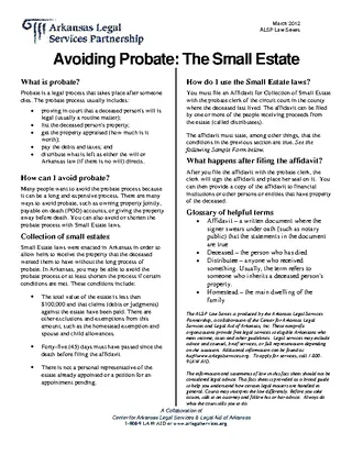 Arkansas Avoiding Probate The Small Estate