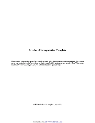 Articles Of Incorporation Template 2