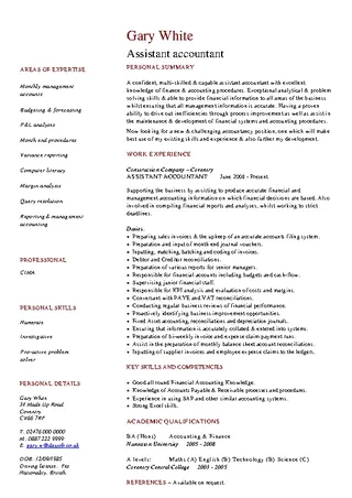 Forms Assistant Accountant Cv Template