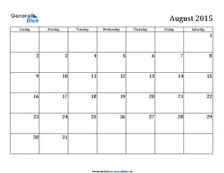 Forms August 2015 Calendar 2