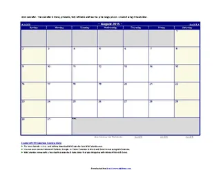 Forms August 2015 Calendar