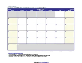 Forms August 2016 Calendar 1
