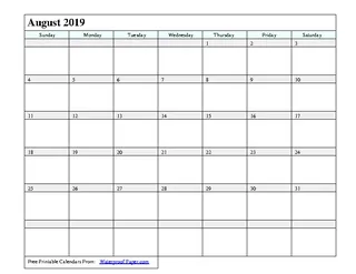 Forms August 2019 Calendar 1