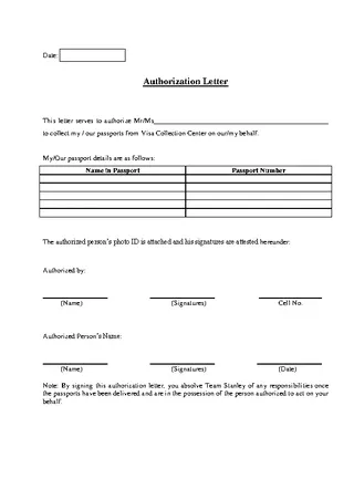 Forms Authorization Letter
