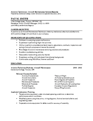 Aviation Electronics Technician Resume