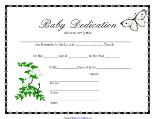 Forms Baby Dedication Certificate 1