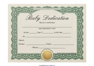 Forms Baby Dedication Certificate 2