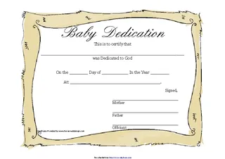 Forms Baby Dedication Certificate