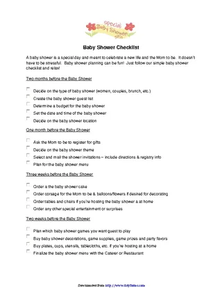 Forms Baby Shower Checklist 1