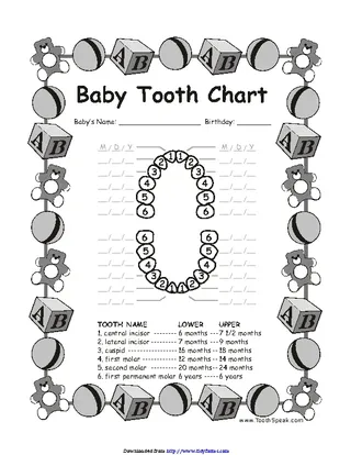 Forms Baby Teeth Chart 2