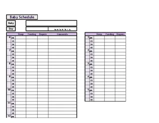 Forms Baby Time Schedule Template