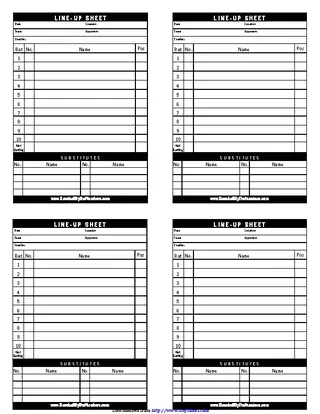 Forms Baseball Lineup Sheet