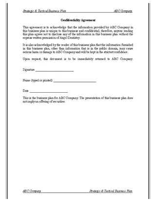 Basic Confidentiality Agreement For Business