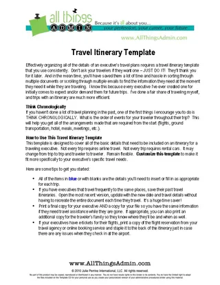 Forms Basic Flight Itinerary Template