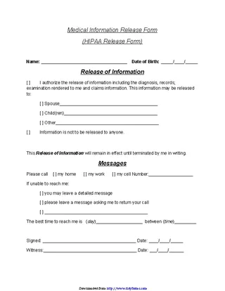 Forms Basic Hipaa Release Form