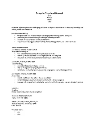 Forms Basic Hospice Resume