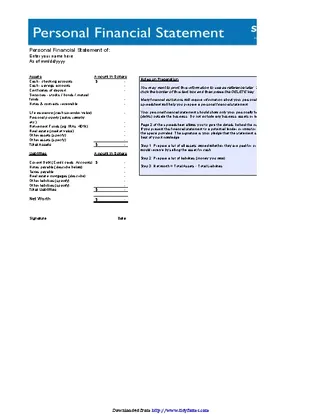 Forms Basic Personal Financial Statement Form