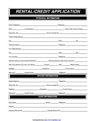 Forms Basic Rental Application Form