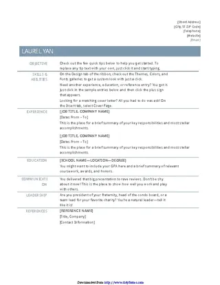 Forms Basic Resume Template Timeless Design