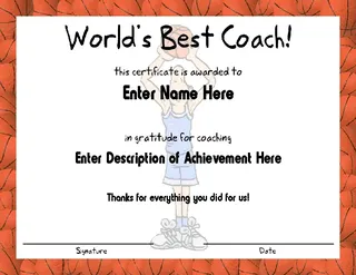 Forms Basketball Fame Coach Certificate Template