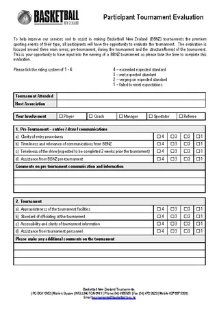 Bbnz Tournament Participant Evaluation Form Updated