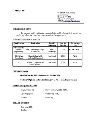 Be Freshers Resume Format Free Download