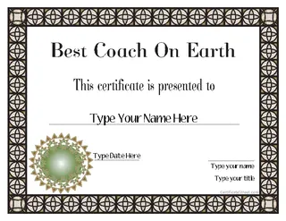 Forms Best Coach Certificate Template