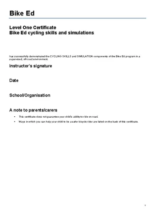 Bike Cycle Riding Certificate