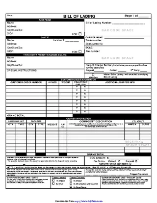 Forms Bill Of Lading Form 1