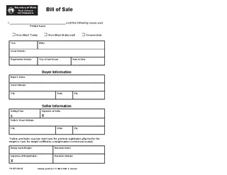 Forms Bill Of Sale Trailer Watercraft Or Snowmobile