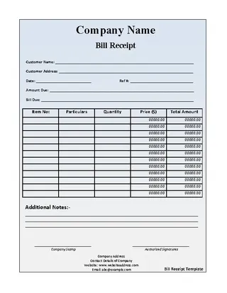 Forms Bill Receipt Template
