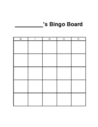 Forms Bingo Board Template Word