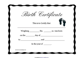 Forms Birth Certificate Template 2