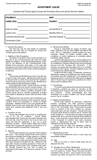 Blank Apartment Lease Agreement
