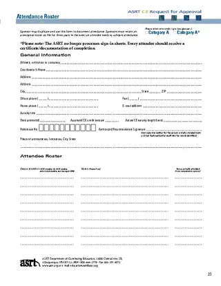 Forms Blank Attendance Roster Template