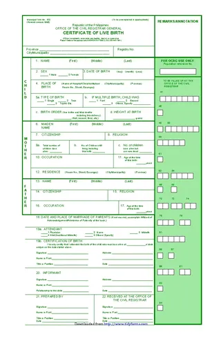 Blank Birth Certificate Form