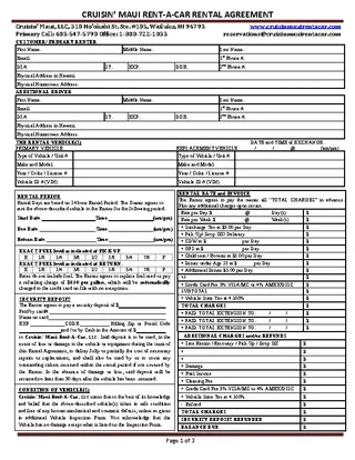 Forms Blank Car Rental Agreement Template