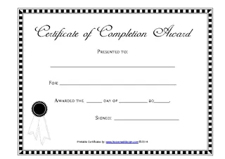 Forms Blank Completion Certificate Template