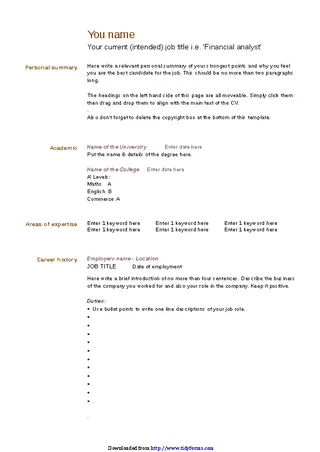 Forms Blank Cv Template Example 1