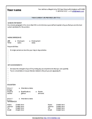 Forms Blank Cv Template Example 3